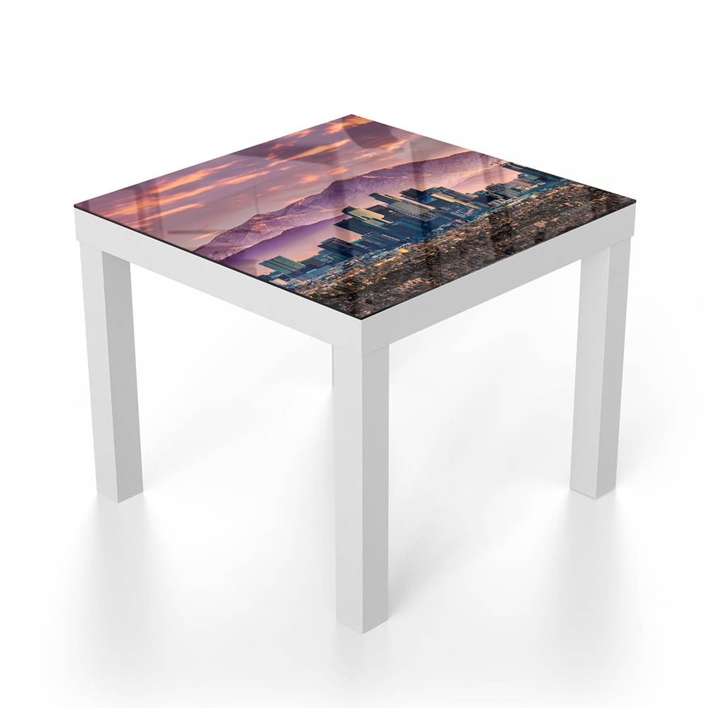 Salontafel 55x55 - Gehard Glas - Los Angeles Skyline bij Zonsondergang