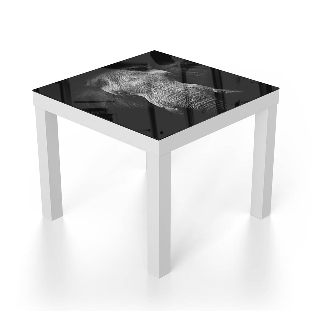 Salontafel 55x55 - Gehard Glas - Zwart/Wit Olifant