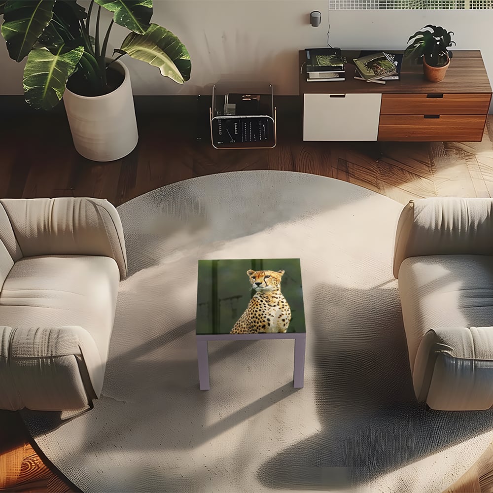 Salontafel 55x55 - Gehard Glas - Wilde Cheetah