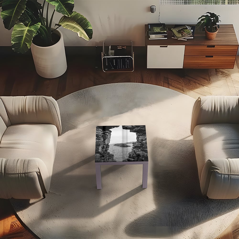 Salontafel 55x55 - Gehard Glas - Zeezicht vanuit de Rotsen