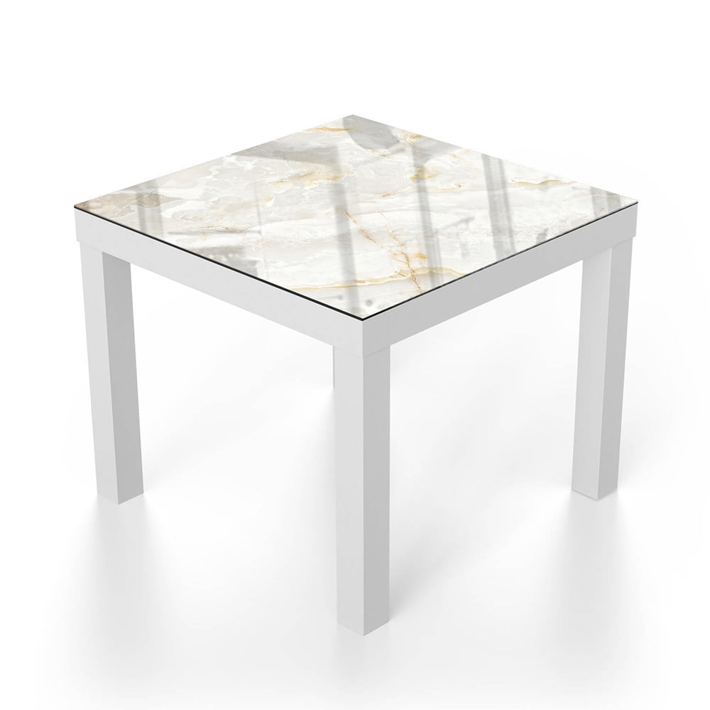 Salontafel 55x55 - Gehard Glas - Wit Goud Marmer