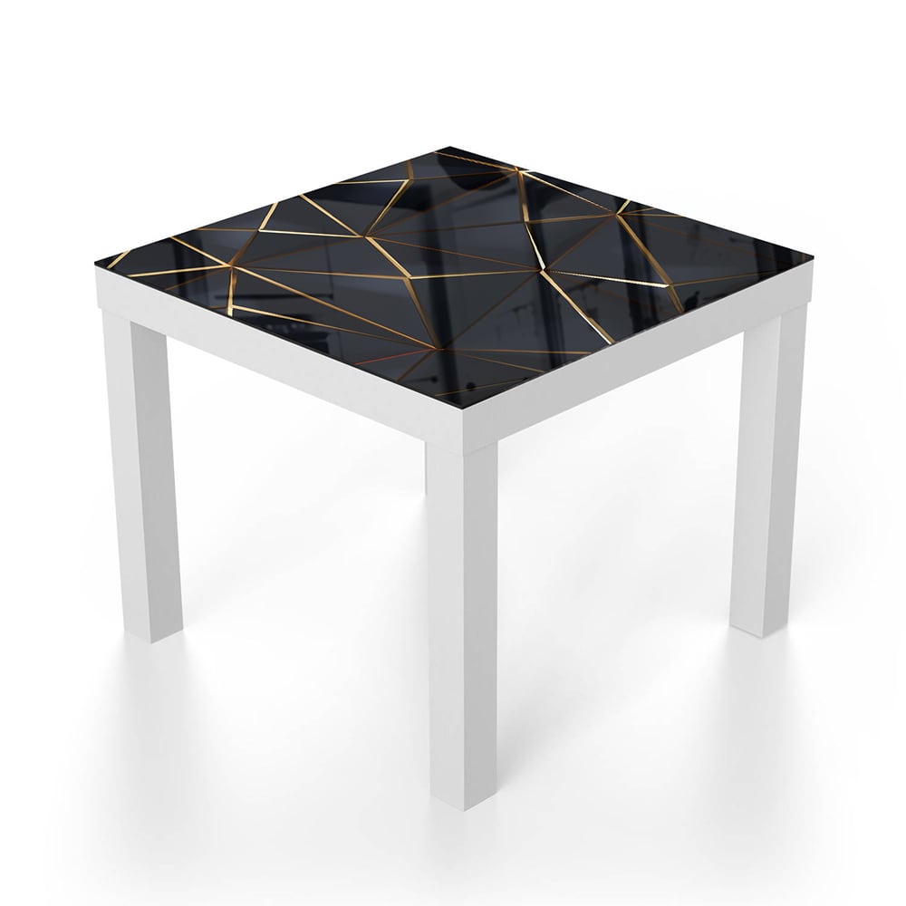 Salontafel 55x55 - Gehard Glas - Zwart-Goude geometrische