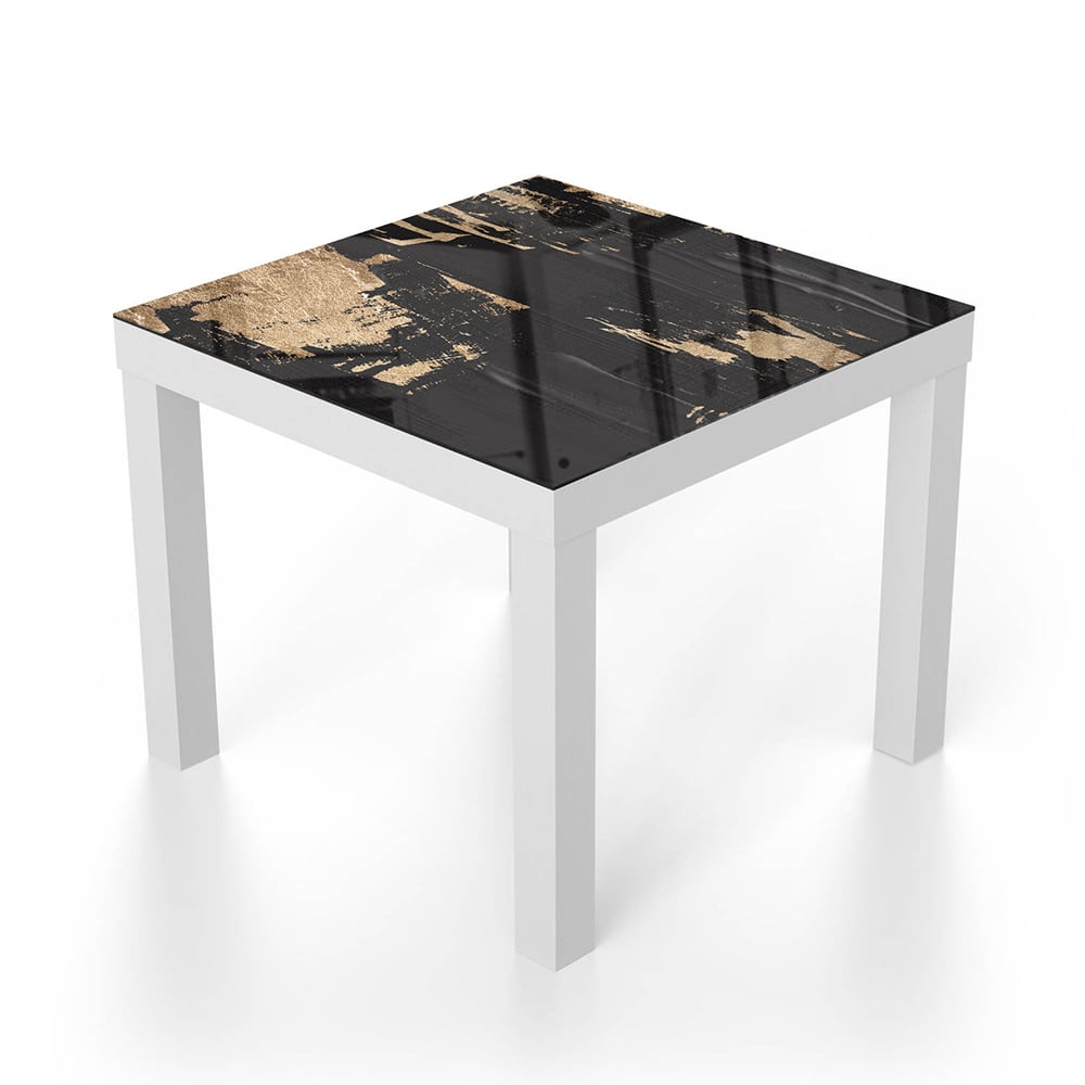 Salontafel 55x55 - Gehard Glas - Zwart-Gouden Oliekunst