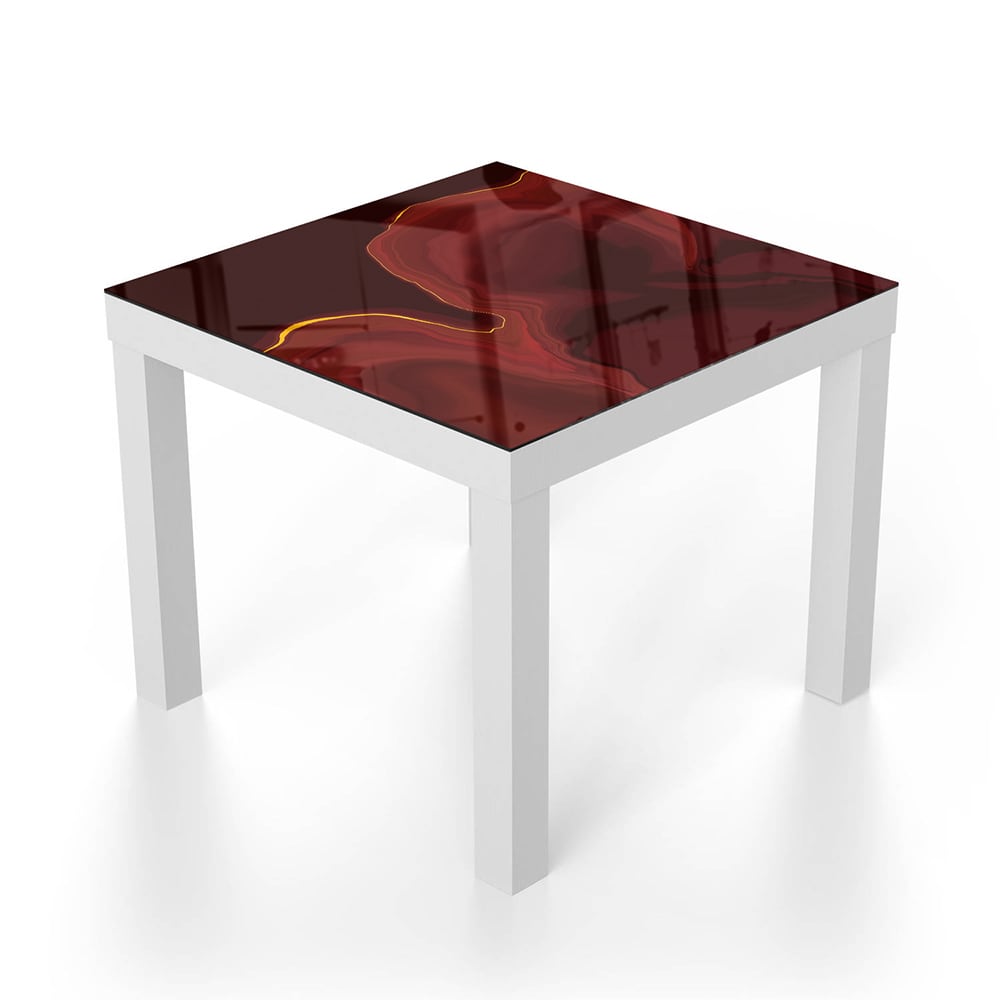 Salontafel 55x55 - Gehard Glas - Luxueus Rood Marmer