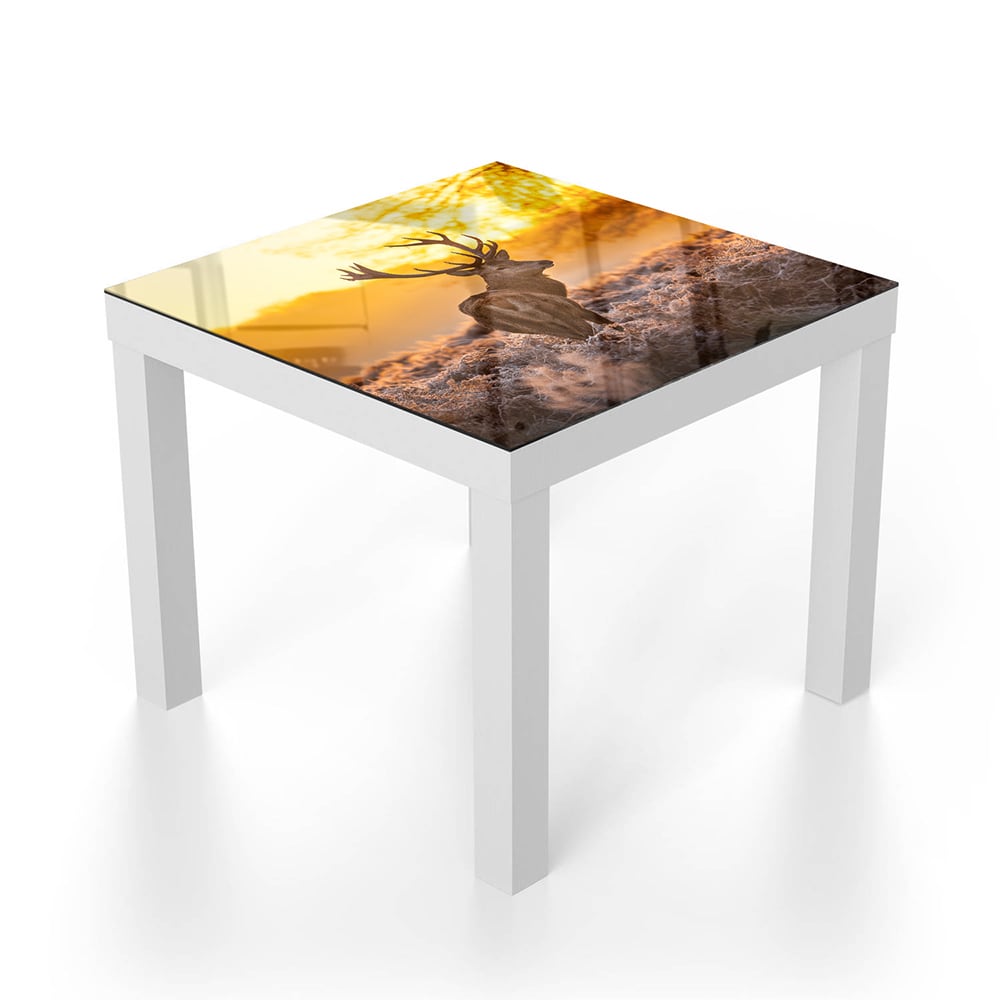 Salontafel 55x55 - Gehard Glas - Edelhert in de Ochtendzon