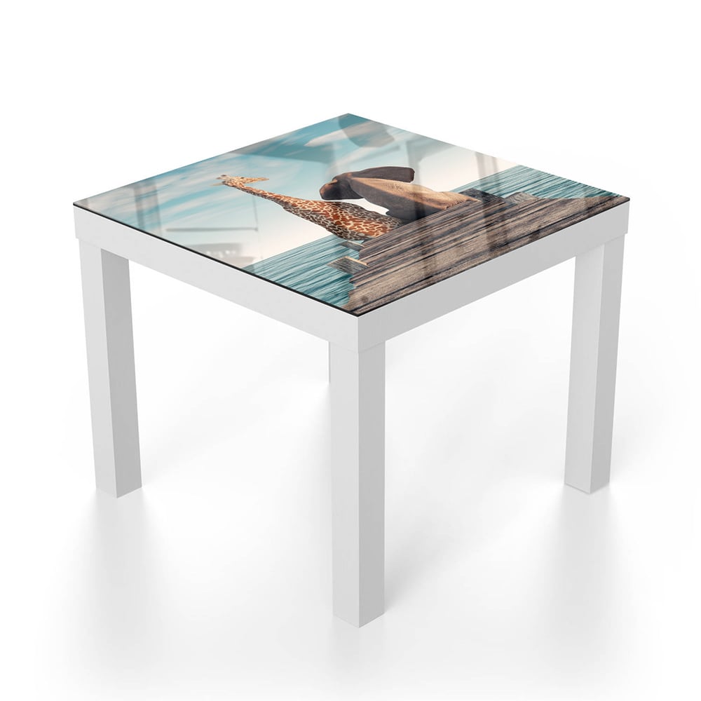 Salontafel 55x55 - Gehard Glas - Giraffe en Olifant