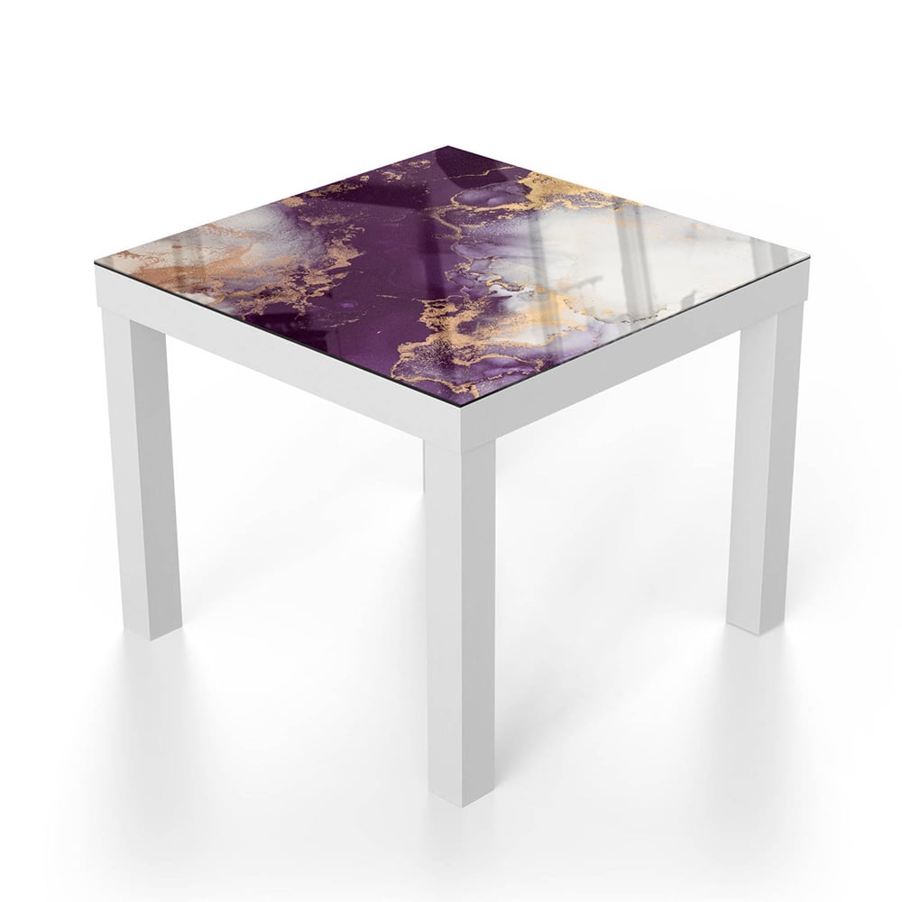 Salontafel 55x55 - Gehard Glas - Luxe Rood-Goud Marmer