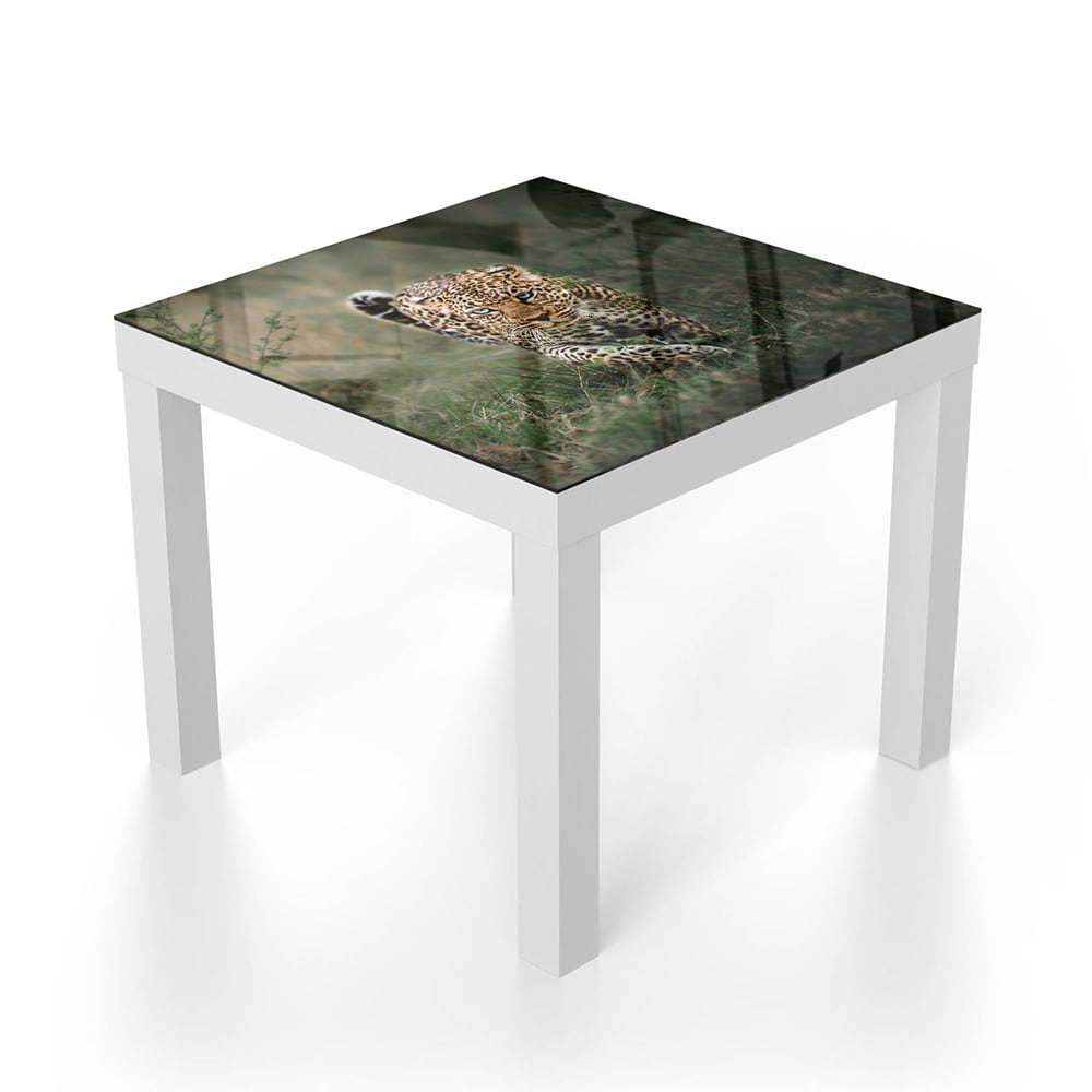 Salontafel 55x55 - Gehard Glas - Luipaard in het Gras