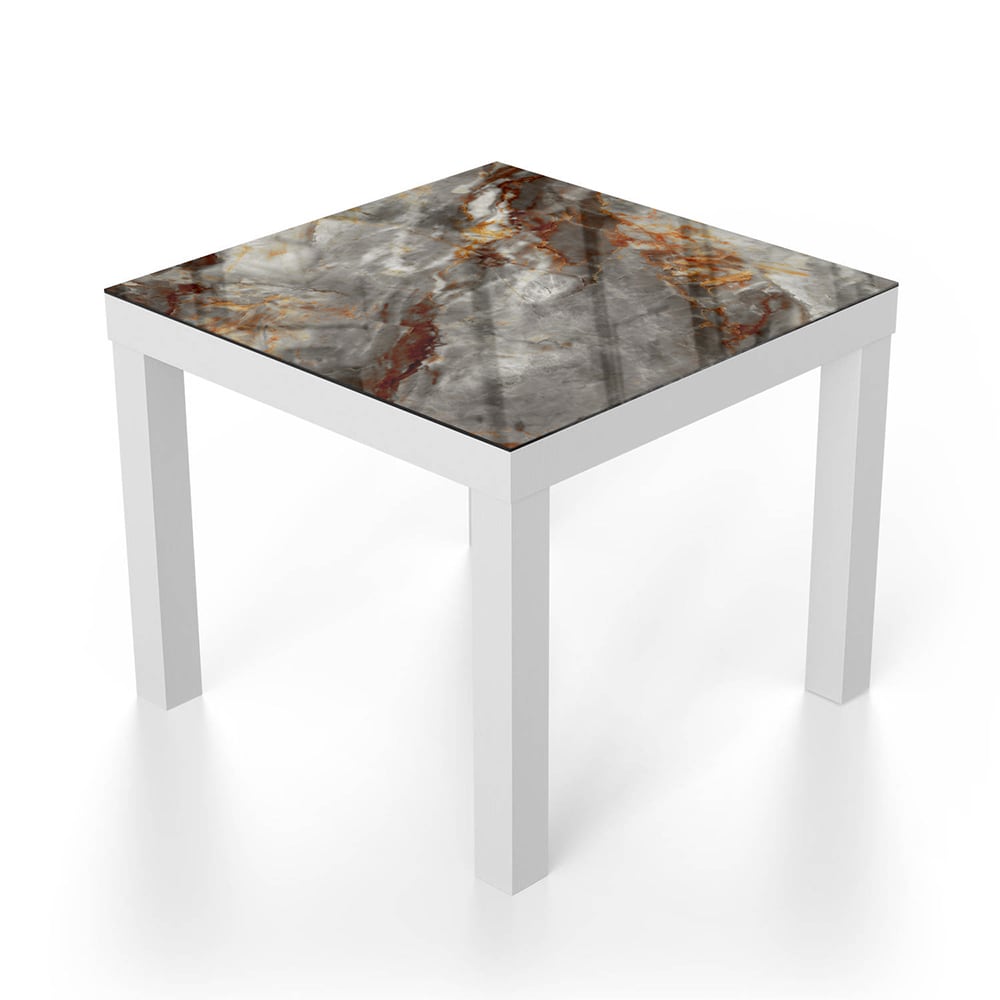 Salontafel 55x55 - Gehard Glas - Roodroest Marmer