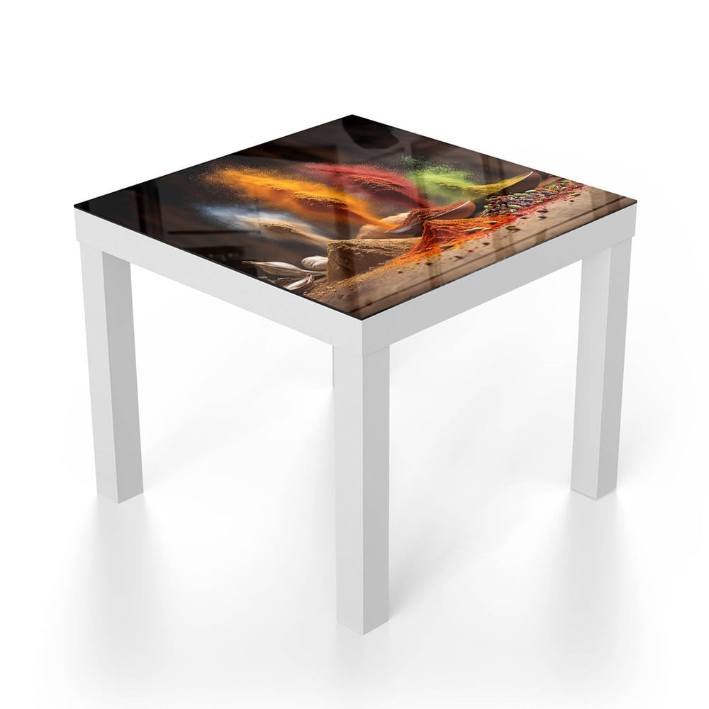 Salontafel 55x55 - Gehard Glas - Specerijenregen op Hout