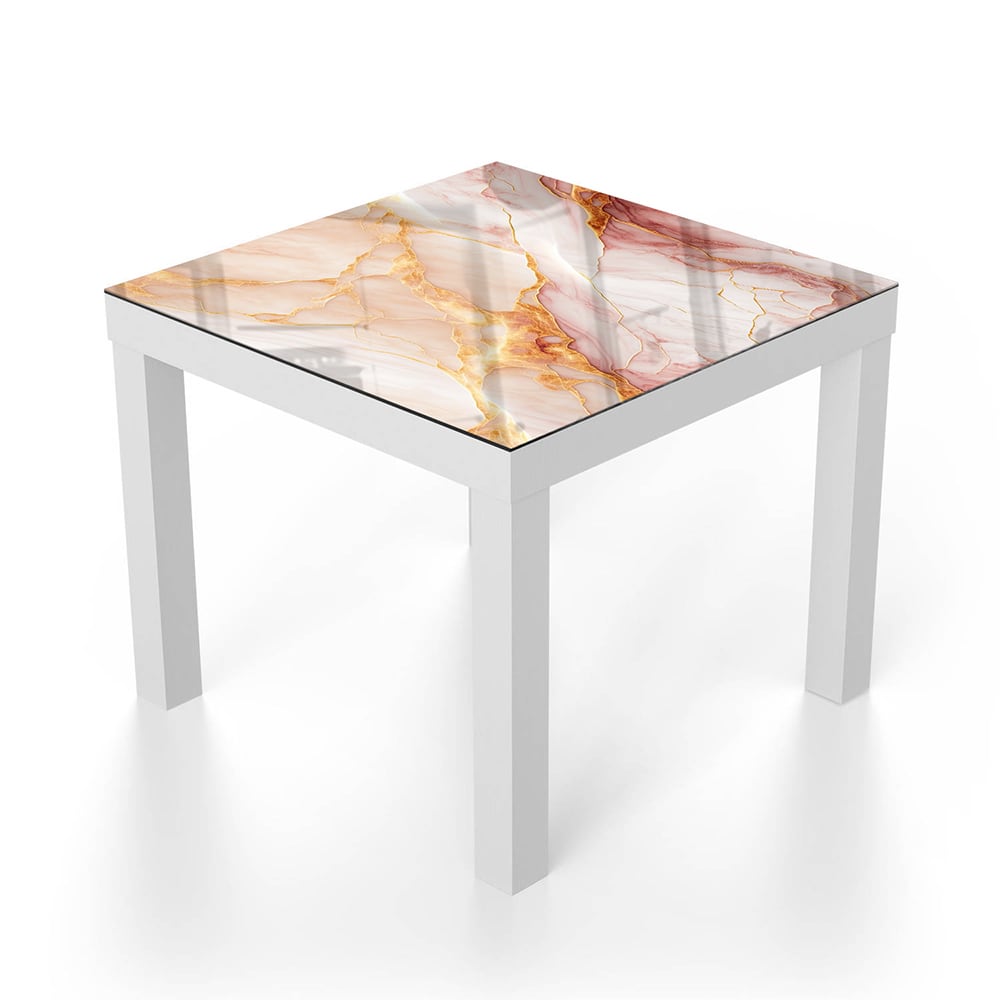 Salontafel 55x55 - Gehard Glas - Rood-Roze Marmer