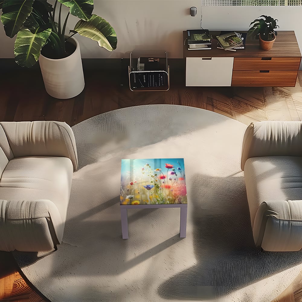 Salontafel 55x55 - Gehard Glas - Kleurrijke Wildbloemenweide
