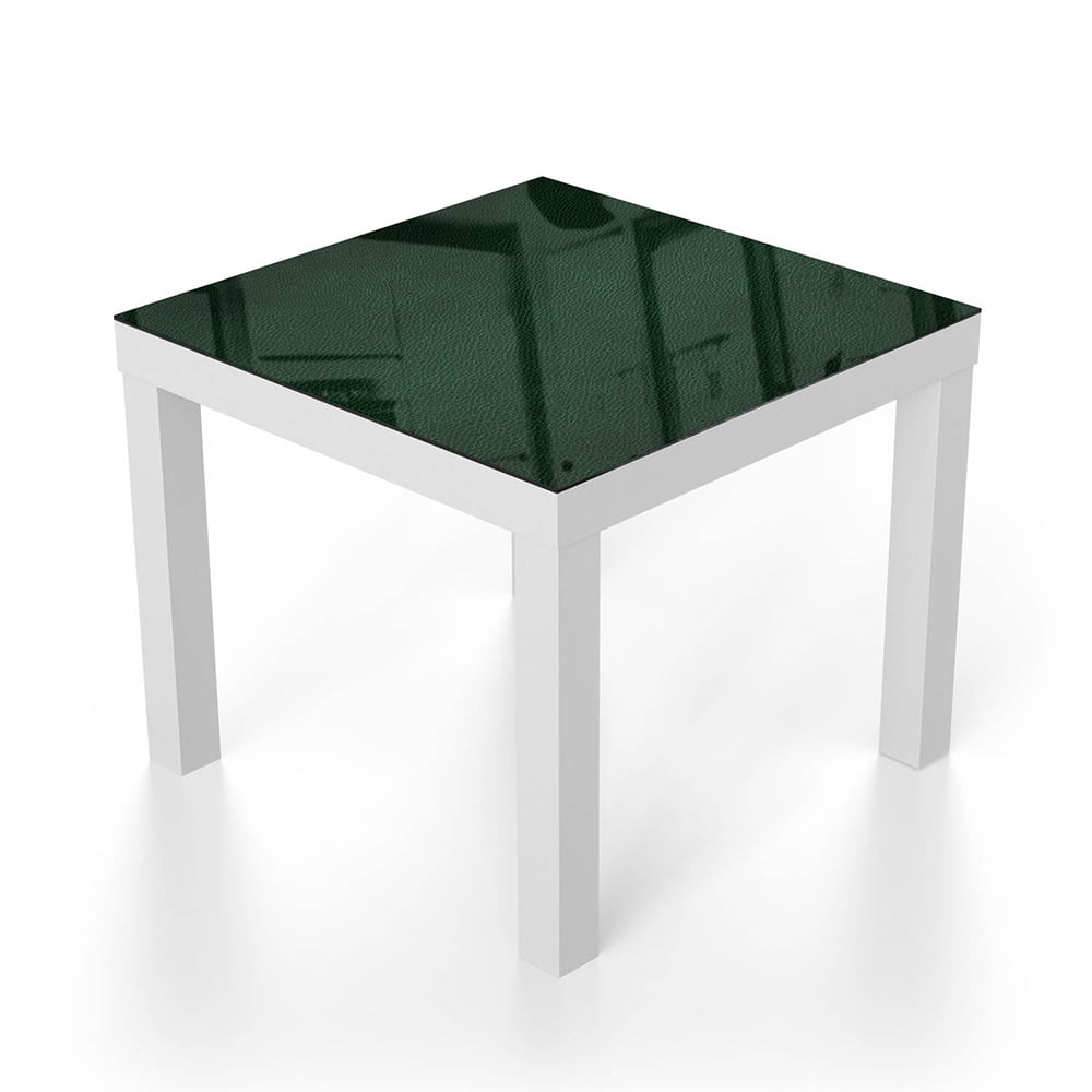 Salontafel 55x55 - Gehard Glas - Donkergroen Leer