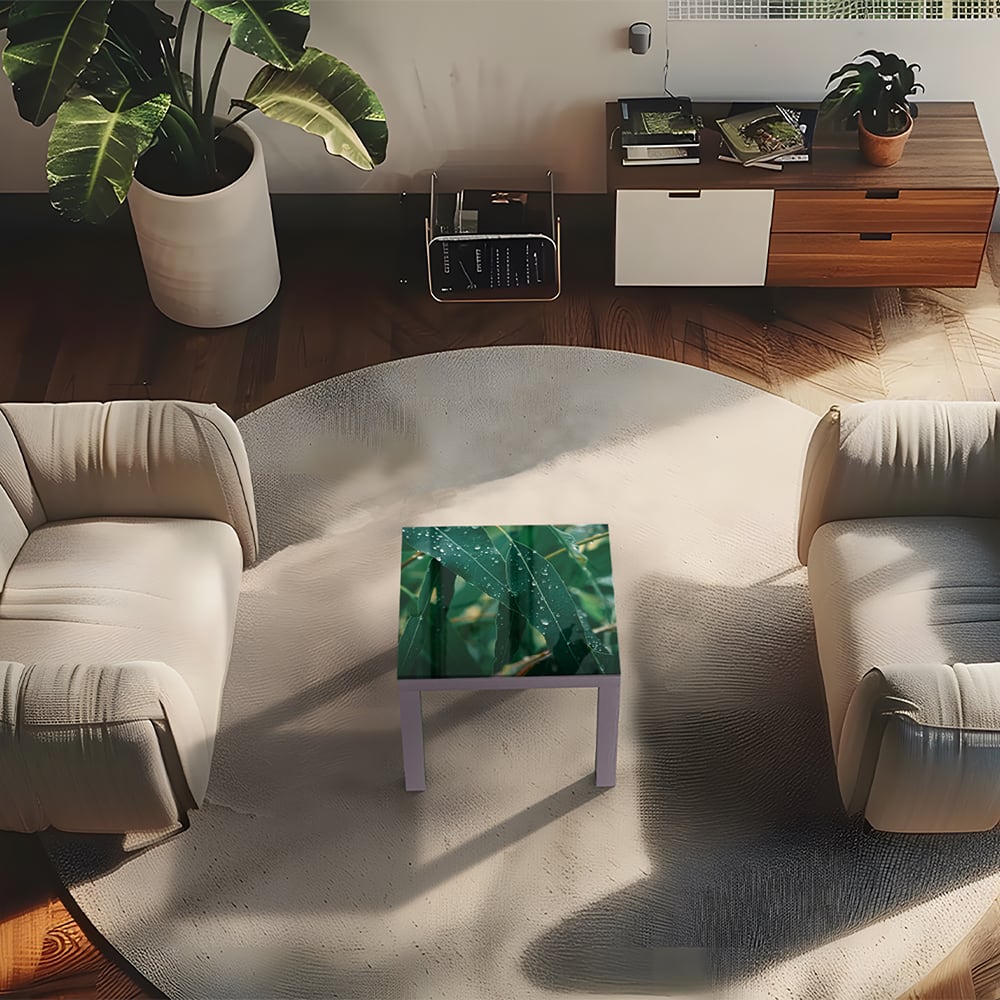 Salontafel 55x55 - Gehard Glas - Eucalyptus Bladeren