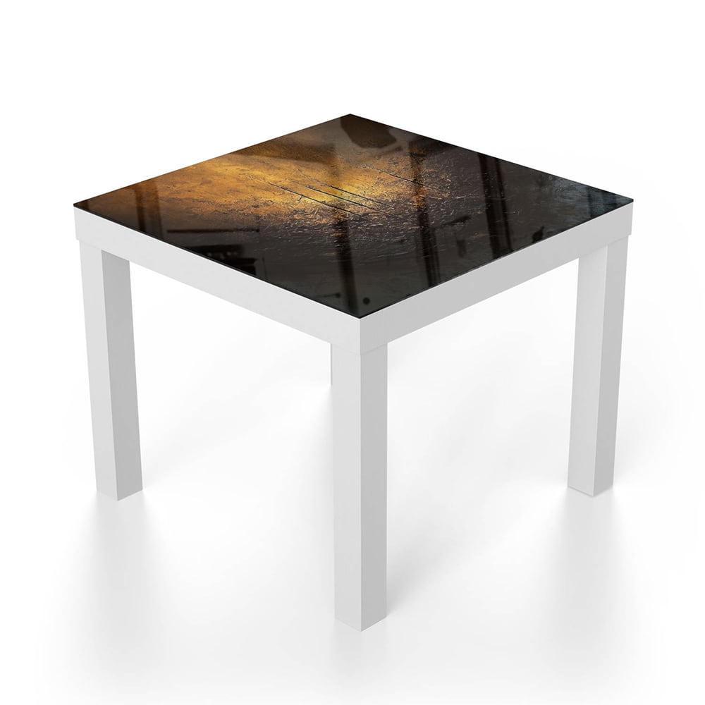 Salontafel 55x55 - Gehard Glas - Goudglanzend Materiaal in Donkere Tinten