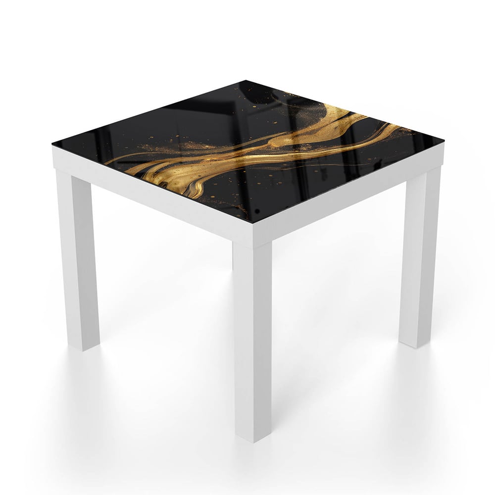 Salontafel 55x55 - Gehard Glas - Abstracte luxe goud-zwart achtergrond