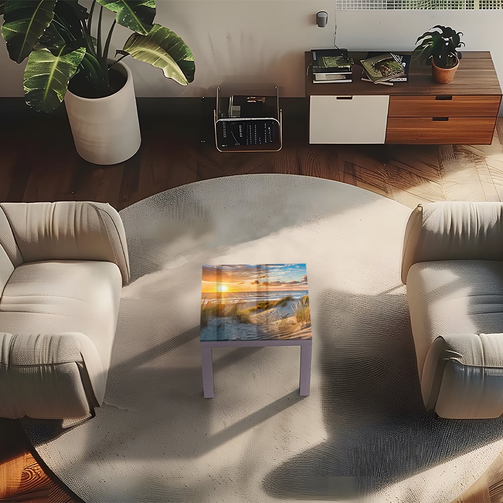 Salontafel 55x55 - Gehard Glas - Zonsondergang bij Duinen