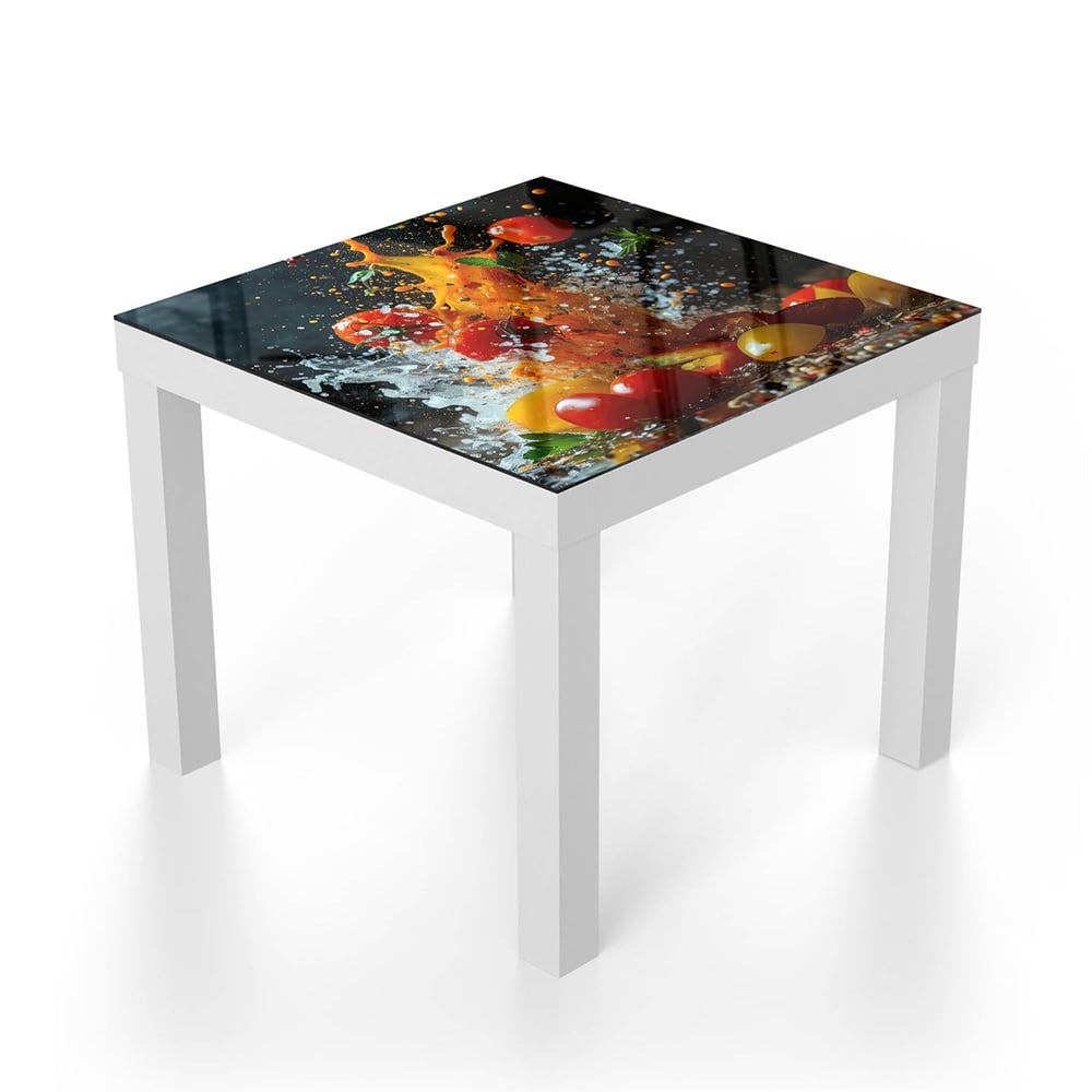 Salontafel 55x55 - Gehard Glas - Groenten Splash