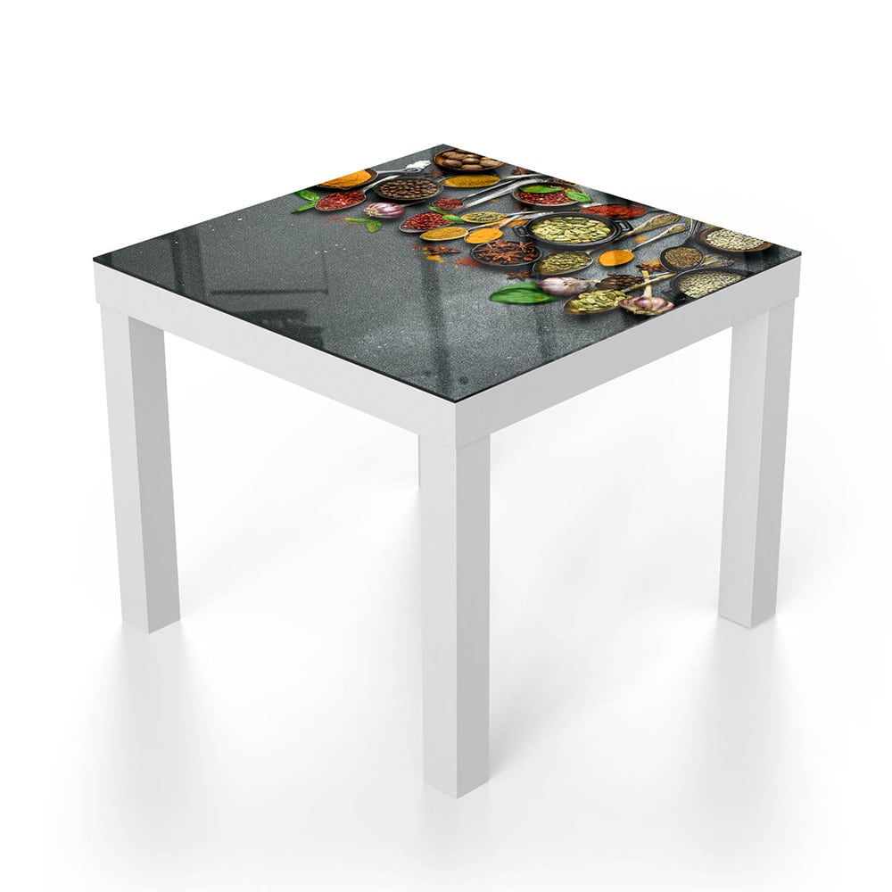 Salontafel 55x55 - Gehard Glas - Kruiden op Donkere Steen