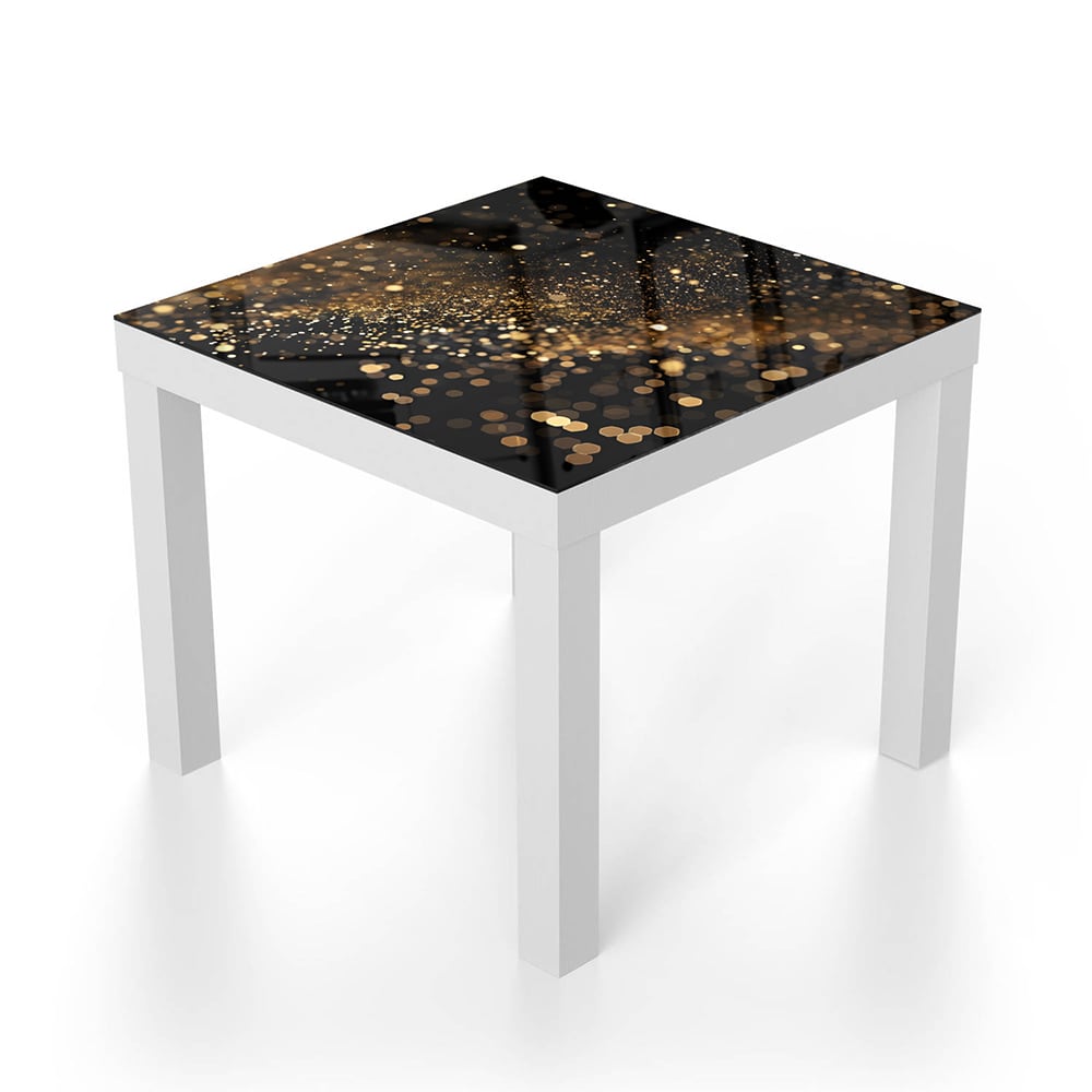 Salontafel 55x55 - Gehard Glas - Zwarte Achtergrond met Gouden Glitter