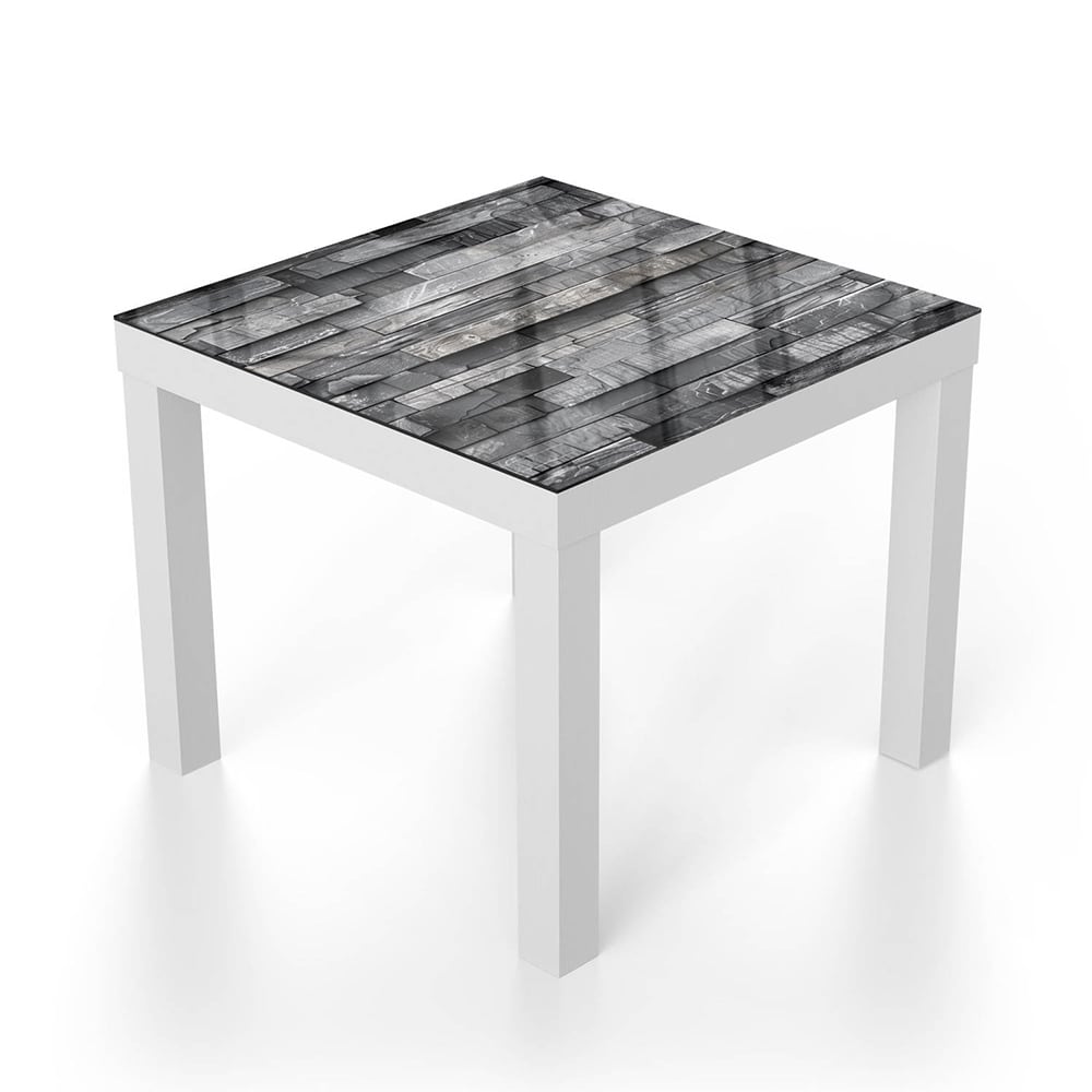 Salontafel 55x55 - Gehard Glas - Stenen Muur Zwart-Wit