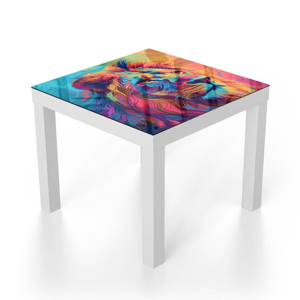 Salontafel 55x55 - Gehard Glas - Kleurrijke Leeuw