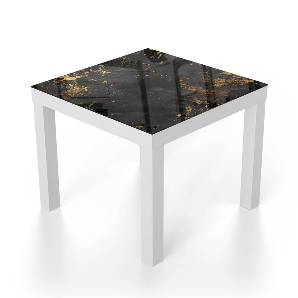 Salontafel 55x55 - Gehard Glas - Zwart/Goud Ruwe Textuur