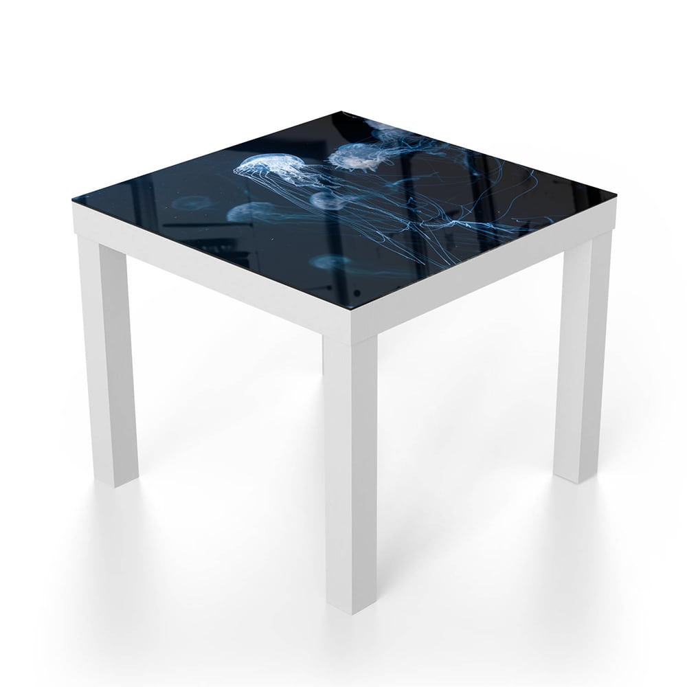 Salontafel 55x55 - Gehard Glas - Blauwe Kwallen