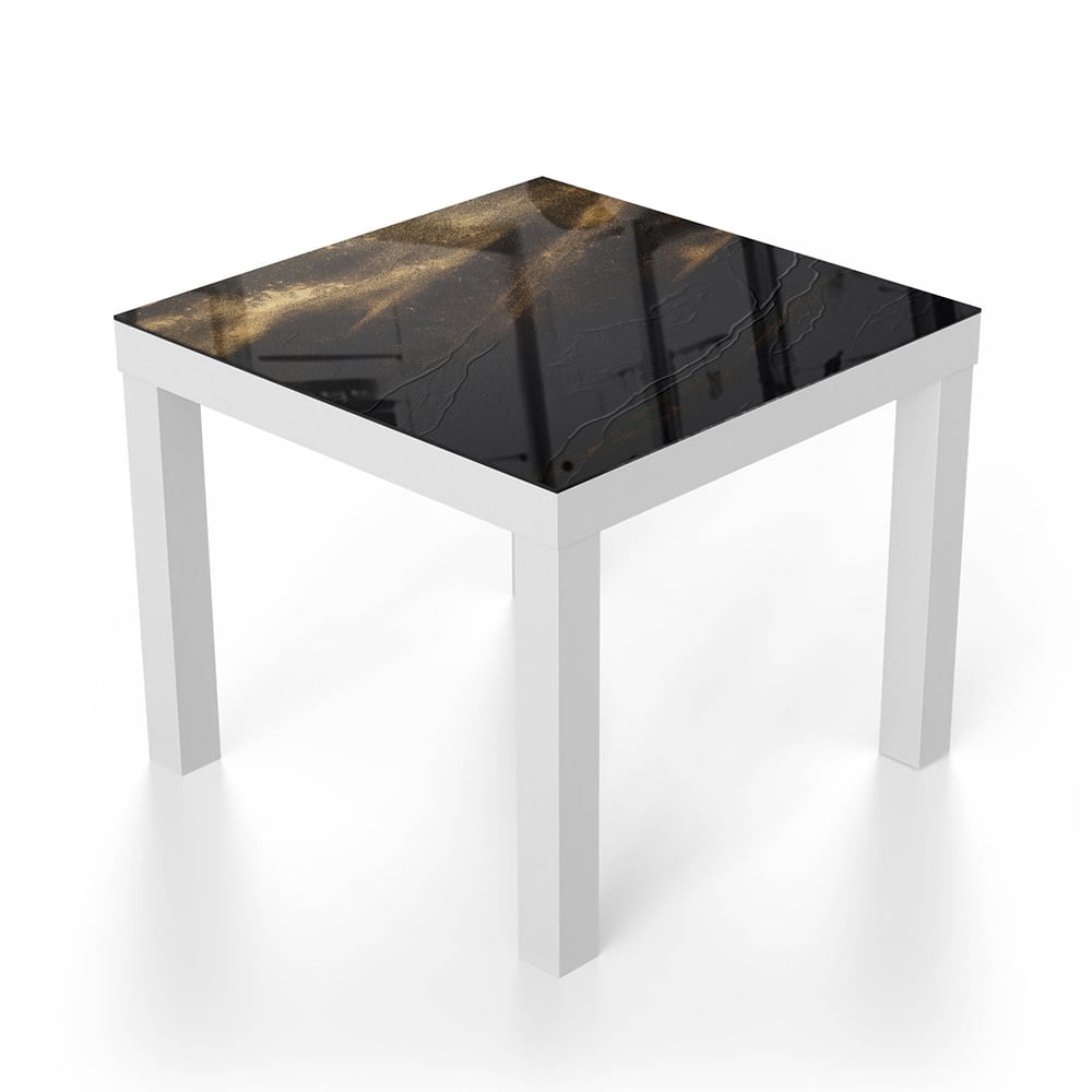 Salontafel 55x55 - Gehard Glas - Zwart/Goud Luxe Textuur