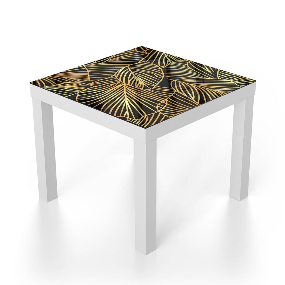 Salontafel 55x55 - Gehard Glas - Gouden Blaadjes op Zwart