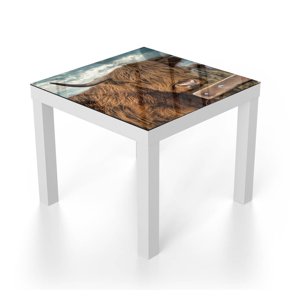 Salontafel 55x55 - Gehard Glas - Schotse Hooglander in de Weide