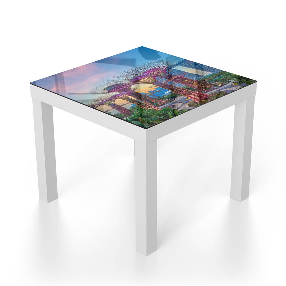 Salontafel 55x55 - Gehard Glas - Zonsondergang in Singapore