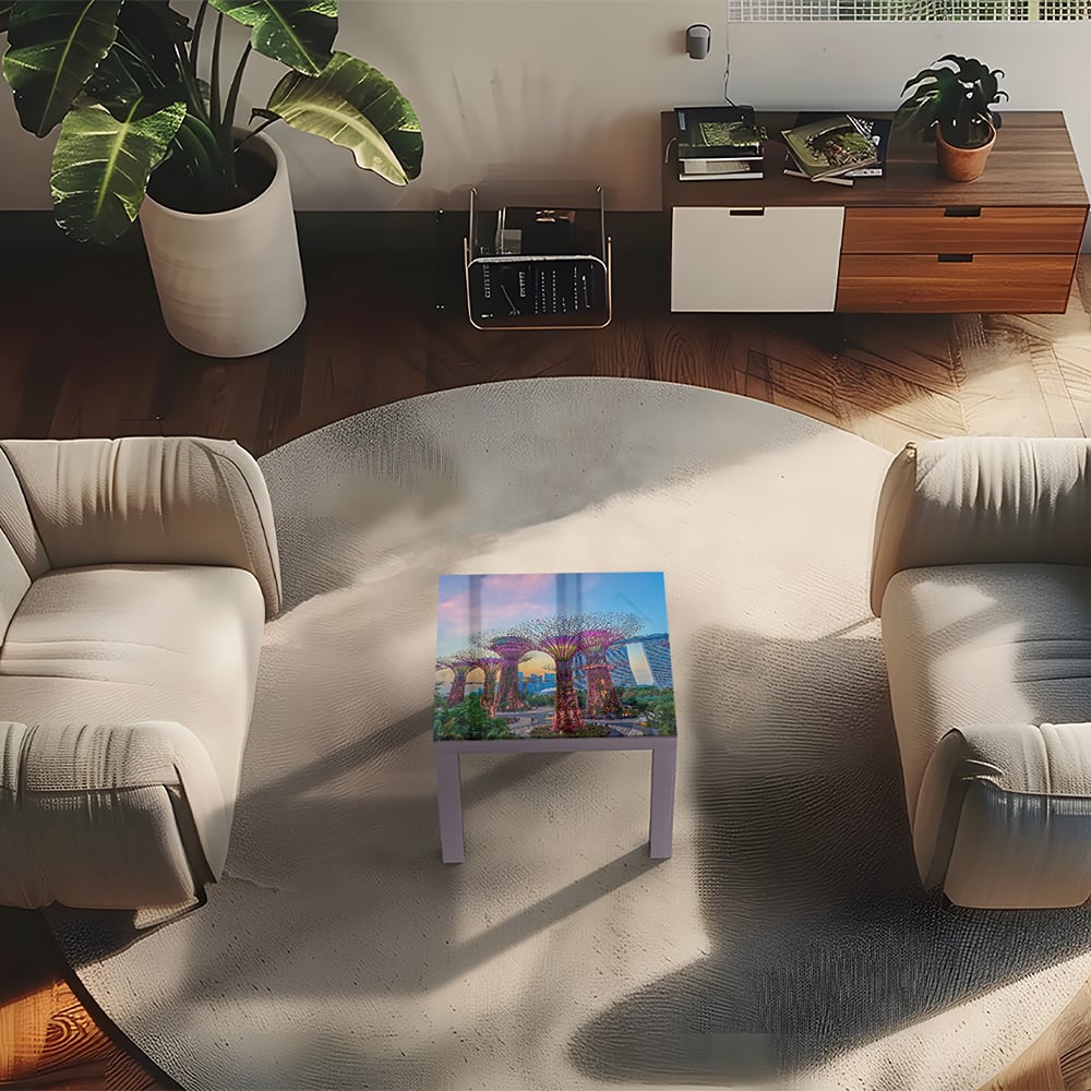 Salontafel 55x55 - Gehard Glas - Zonsondergang in Singapore