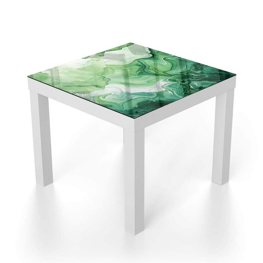 Salontafel 55x55 - Gehard Glas - Groene Waterverf Textuur