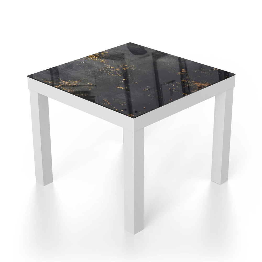 Salontafel 55x55 - Gehard Glas - Gouden Stof op Ruwe Textuur