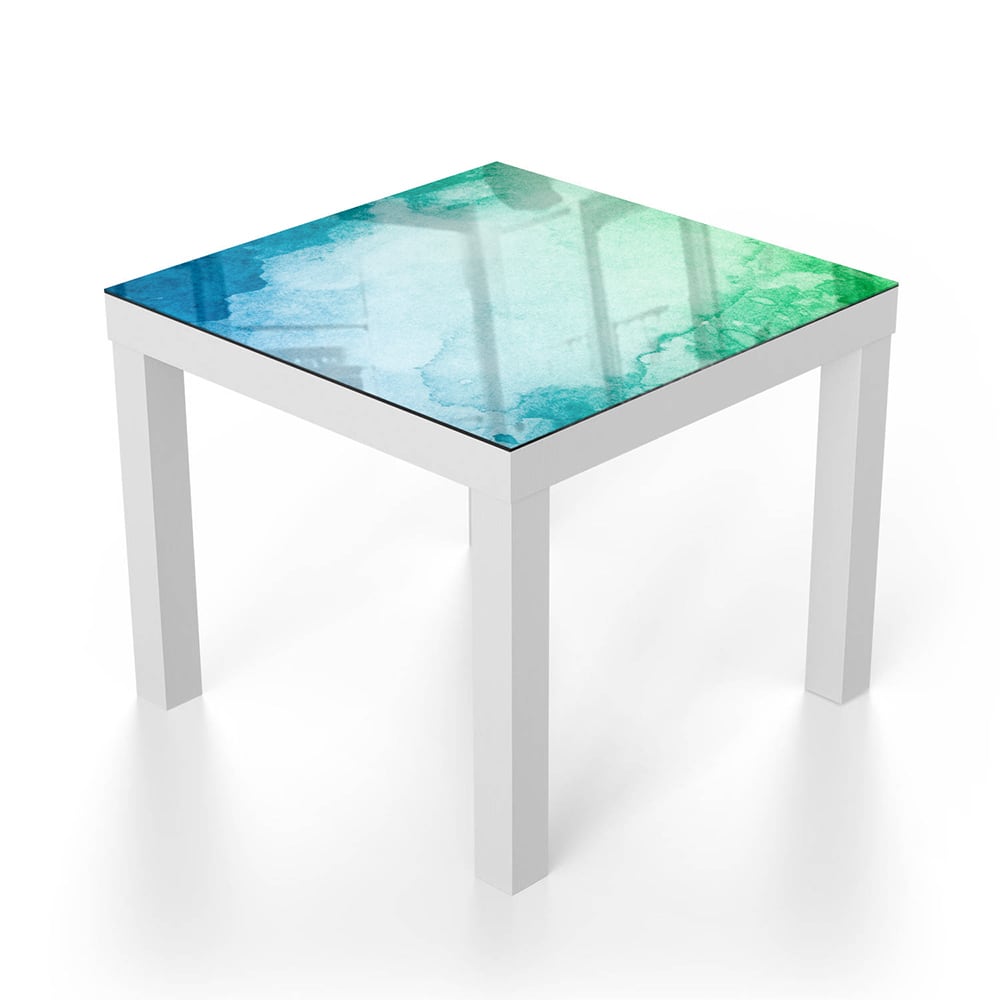 Salontafel 55x55 - Gehard Glas - Groen-Blauwe Waterverf