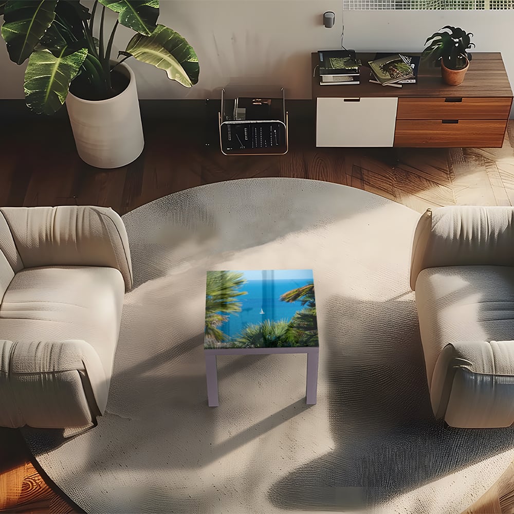 Salontafel 55x55 - Gehard Glas - Zeilboot op Zee