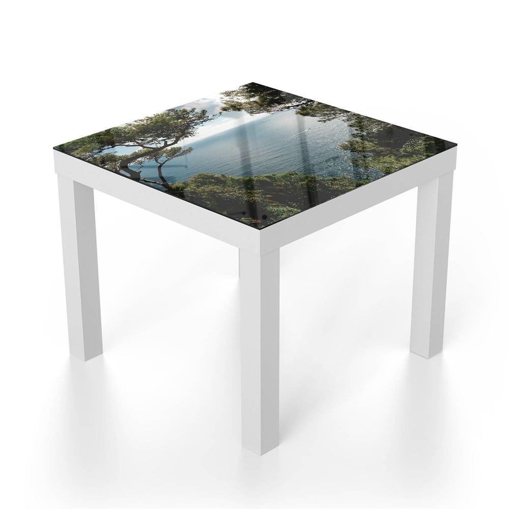 Salontafel 55x55 - Gehard Glas - Zeezicht door de Bomen