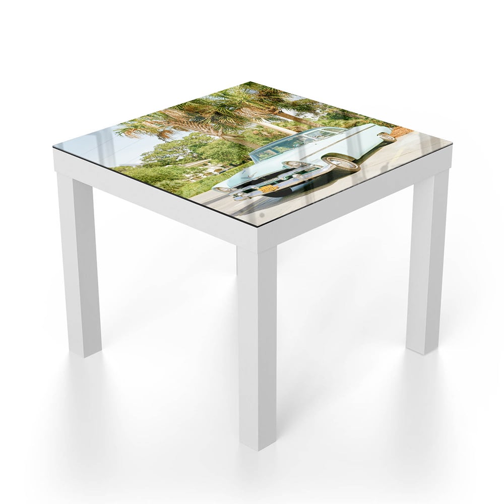 Salontafel 55x55 - Gehard Glas - Chervolet Bel Air Lichtblauw