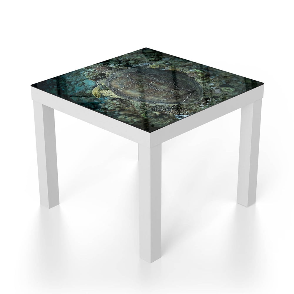 Salontafel 55x55 - Gehard Glas - Schildpad en Koraal