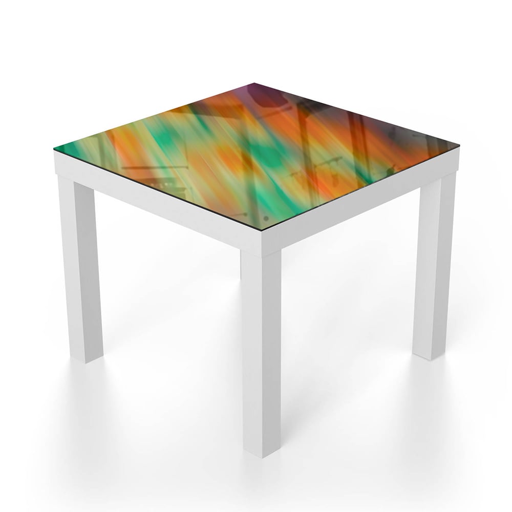 Salontafel 55x55 - Gehard Glas - Oranje & Groene Abstractie