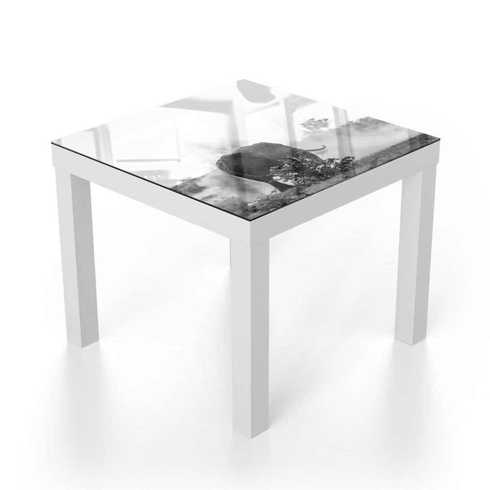 Salontafel 55x55 - Gehard Glas - Olifant in Zwart-Wit