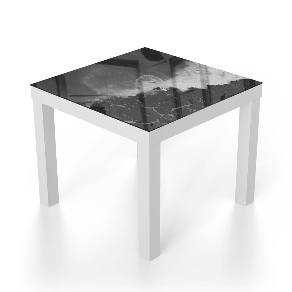 Salontafel 55x55 - Gehard Glas - Zwart-Wit Surfer