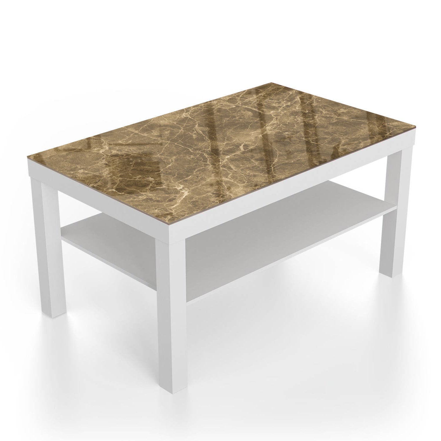 Salontafel 90x55 - Gehard Glas - Lichtbruin Marmer