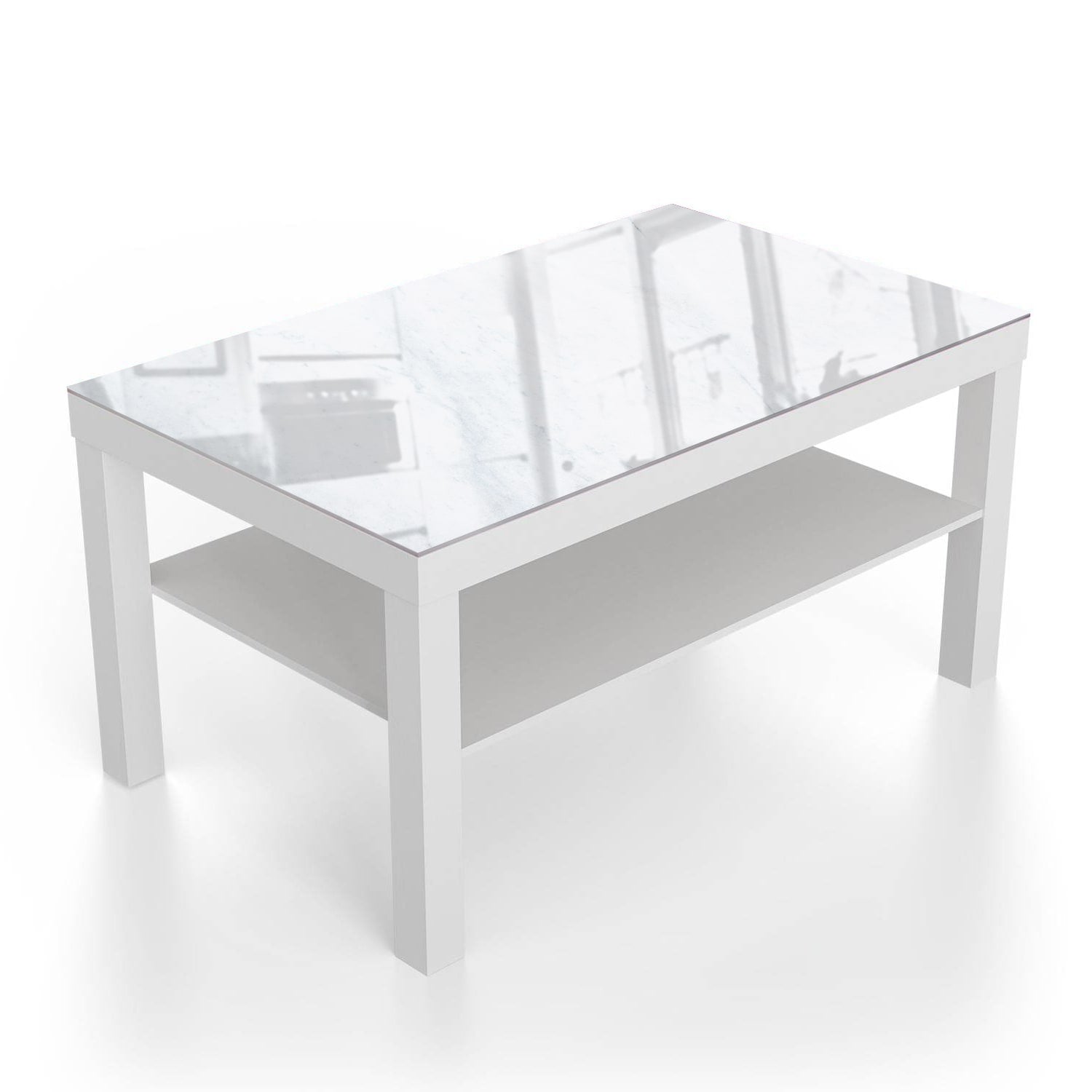 Salontafel 90x55 - Gehard Glas - Wit Marmer