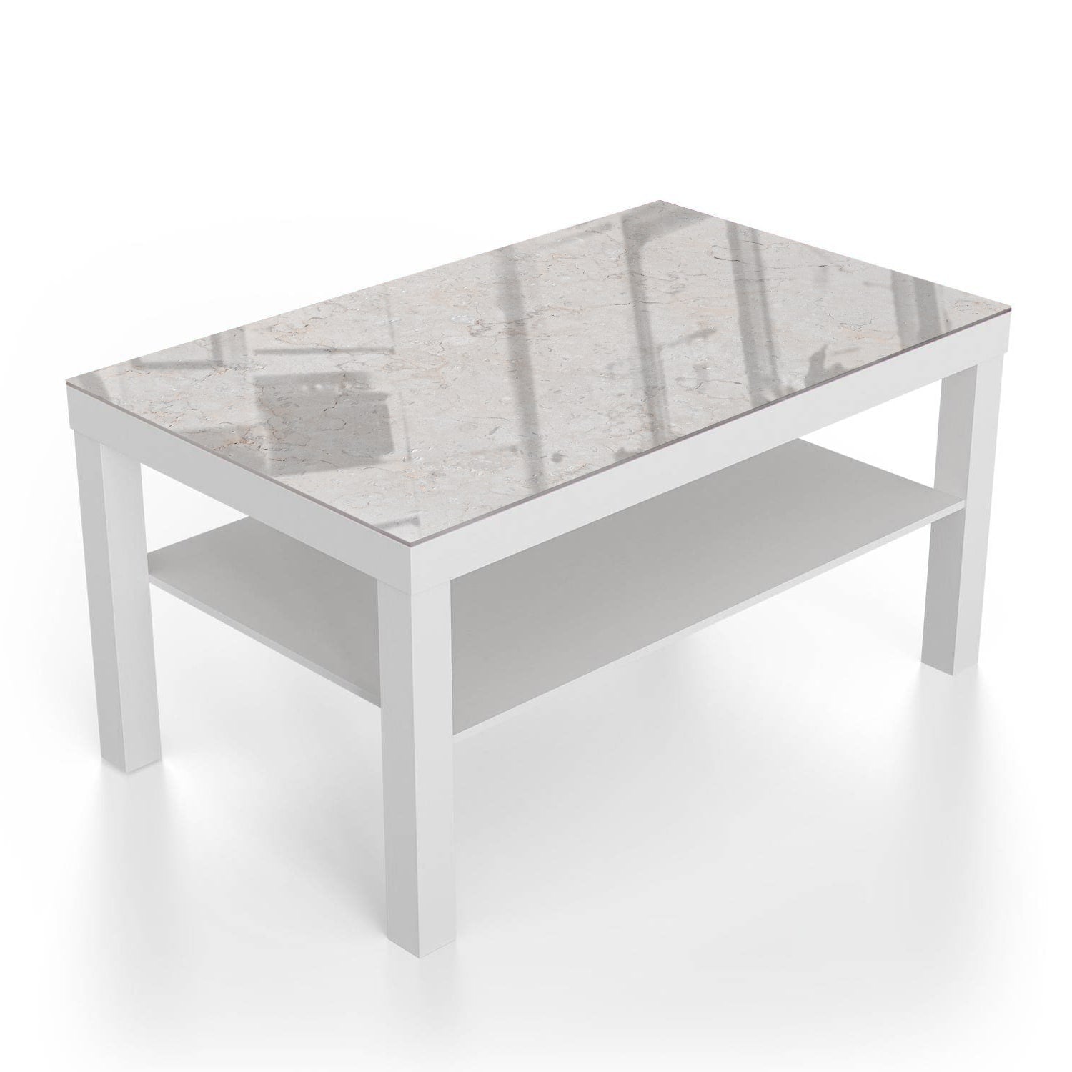 Salontafel 90x55 - Gehard Glas - Klassieke Beige Marmer