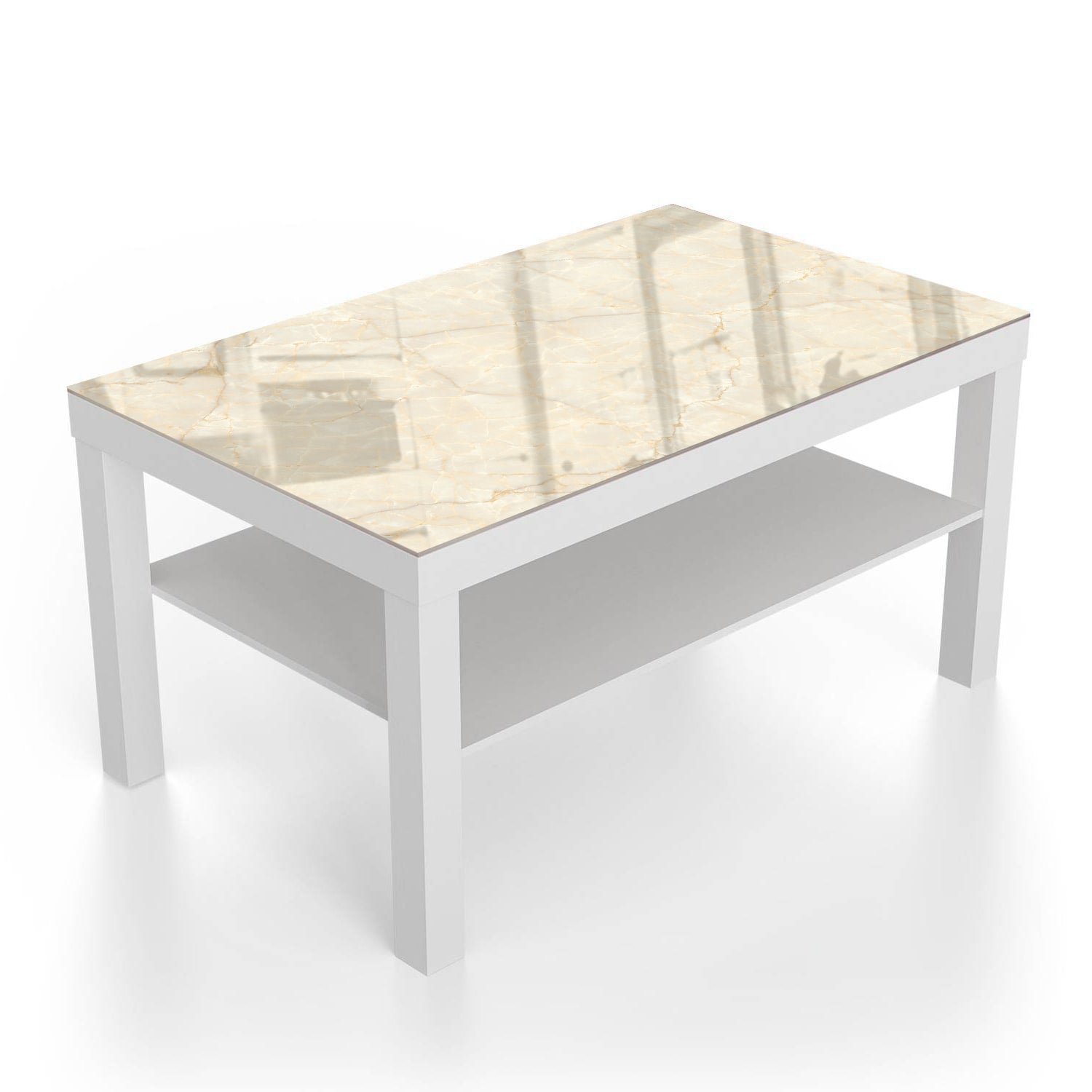 Salontafel 90x55 - Gehard Glas - Zacht Beige Marmer