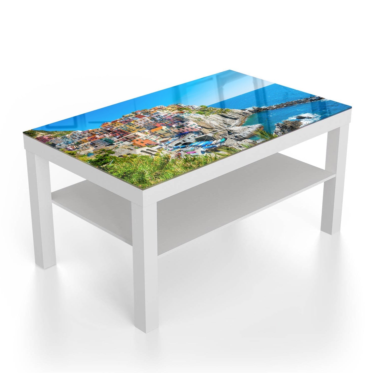 Salontafel 90x55 - Gehard Glas - Kleurrijk Cinque Terre aan de Kust