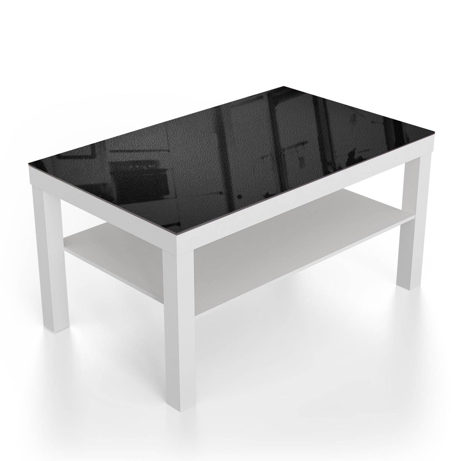 Salontafel 90x55 - Gehard Glas - Zwart Leer