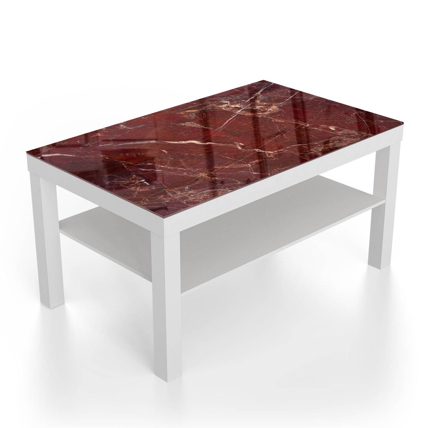 Salontafel 90x55 - Gehard Glas - Rood Marmer